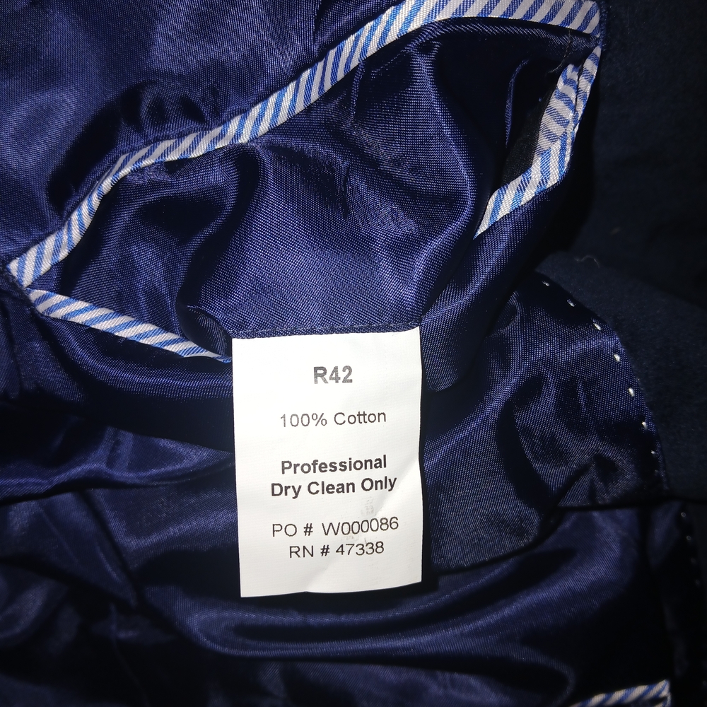 Tommy Hilfiger Navy Velvet Blazer with Burgundy Lining - Picture 5 of 10